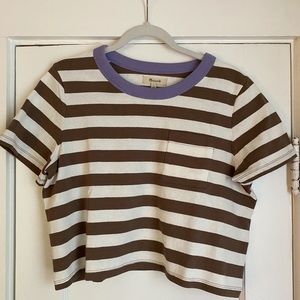 nwot // organic cotton supercrop pocket tee in castlerock stripe